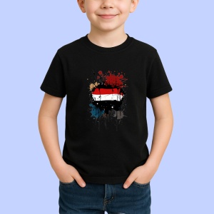 Tricou Yemen Steag Splash Art, Copii | Dama | Barbat, culoare negru - Img 3