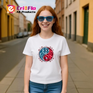 Tricou Yin Yang Rosu Albastru Stil Japonez, Copii | Dama | Barbat - Img 9