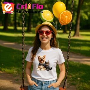 Tricou Yorkshire Terrier si pisica neagra expresie a dragostei Copii | Dama | Barbat Barbat - Img 11