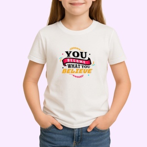 Tricou You Become What You Believe Mesaj Motivational, din bumbac 100% , tricou alb pentru Copii | Dama | Barbat
