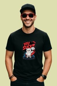 Tricou You Suck Kitty Power, Copii | Dama | Barbat, culoare negru - Img 2