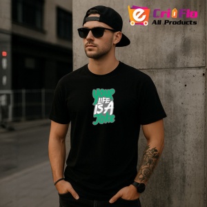 Tricou Your Life Is A Joke Text Graffiti Verde Negru, din bumbac 100%, tricou negru Copii | Dama | Barbat - Img 6