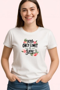 Tricou Your Only Limit Is You Design Floral Roz V1, din bumbac 100% , tricou alb pentru Copii | Dama | Barbat - Img 2