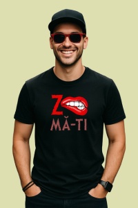 Tricou Z Ma-Ti Buze Rosii Muscate Mesaj Amuzant Ironic, din bumbac 100%, tricou negru Copii | Dama | Barbat - Img 2