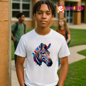 Tricou Zebra multicolora in stil pop art Copii | Dama | Barbat - Img 5
