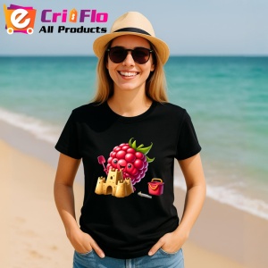 Tricou Zmeura amuzanta de vara castel de nisip, Fructe, Copii | Dama, culoare negru - Img 11