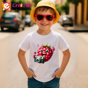 Tricou Zmeura amuzanta de vara fotograf, Fructe, Copii | Dama - Img 3