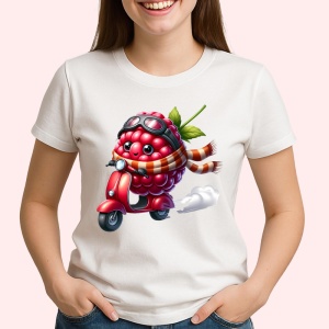 Tricou Zmeura amuzanta de vara pe scuter, Fructe, Copii | Dama - Img 2