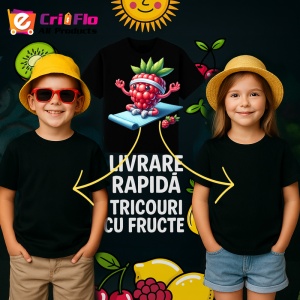 Tricou Zmeura amuzanta de vara yoga, Fructe, Copii | Dama, culoare negru - Img 6