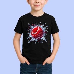 Tricou Zmeura in explozie lichida, Fructe, Copii | Dama, culoare negru