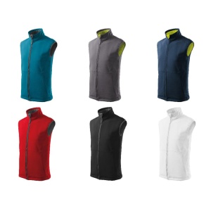 Imagine de prezentare pentru vesta softshell cu fermoar si buzunare si culorile disponibile alb, albastru, gri, negru, rosu, turcoaz