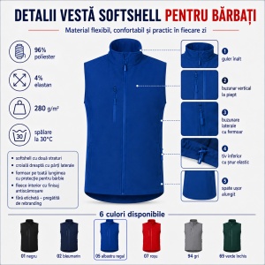 Vestă Bărbați tip Jachetă fără Mâneci, Softshell cu Fermoar – Trail 568 - Img 2