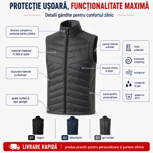Vestă Hibridă Bărbați Matlasată cu Fermoar, Softshell, Windproof – Cross 557 - Img 5