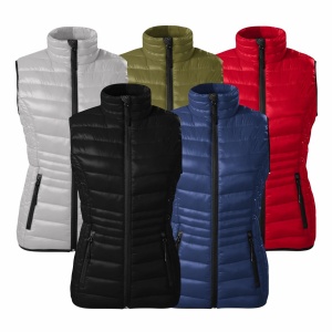 Imagine de prezentare pentru vesta dama material vatuit si calduros si culorile disponibile rosu, albastru, negru, gri, avocado green, alb