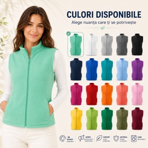 Vestă Polar Fleece Unisex Damă Bărbat Călduroasă cu Fermoar Malfini Next 518 - Img 9