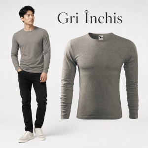 Bluză Bărbați Malfini 100% Bumbac, Mâneci Lungi, Slim Fit, 160 g/m², Guler Rotund, Mărimi S–3XL - Img 16