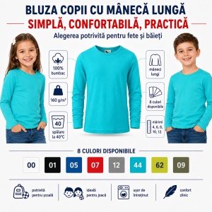 Bluză copii cu mânecă lungă FIT-T LS 121 – 100% bumbac, fete și băieți - Img 10