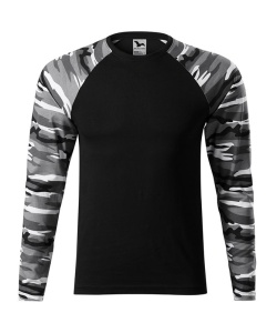 Bluza cu maneca lunga tip camuflaj de culoare gri deschis