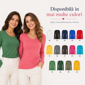 Bluză Damă cu Mânecă Lungă, 100% Bumbac, 169 Fit-T LS, slim fit cambrat – 14 Culori, XS–3XL - Img 9
