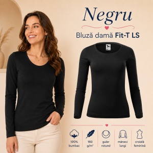 Bluză Damă cu Mânecă Lungă, 100% Bumbac, 169 Fit-T LS, slim fit cambrat – 14 Culori, XS–3XL - Img 20