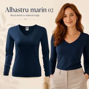 Bluză Damă Malfini Elegance 127 cu Mânecă Lungă și Guler V, 95% Bumbac – XS–3XL - Img 21