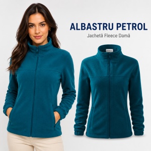 Bluză Damă Tip Jachetă Fleece Hanorac cu Fermoar, Cambrată și Călduroasă - Img 14
