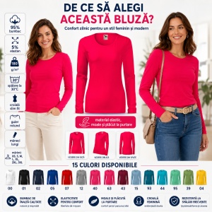 Bluză de Femei cu Mâneci Lungi | 15 culori disponibile -139 - Img 2