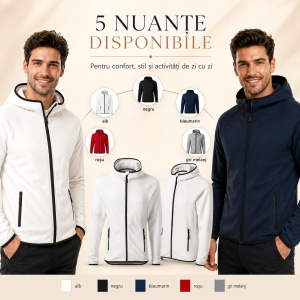 Bluza Fleece Tip Hanorac Bărbați cu Glugă și Fermoar Malfini 417 Direct – 240 g/m² - Img 9