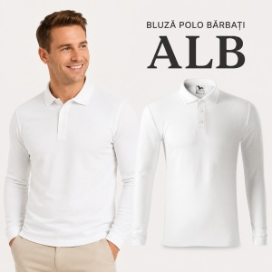Bluză polo bărbați Malfini Pique Polo LS 221, mânecă lungă, 65% bumbac, 200 g/m² - Img 11