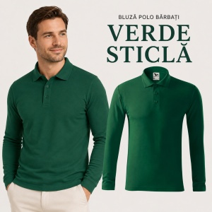 Bluză polo bărbați Malfini Pique Polo LS 221, mânecă lungă, 65% bumbac, 200 g/m² - Img 21