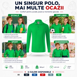 Bluză Polo Copii Simplă pentru Uniforma Școlară - Img 7