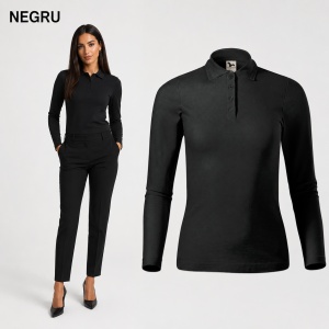Bluză Polo Damă cu Mânecă Lungă, Slim Fit, Cambrată, Guler Pique Polo, 10 Culori, XS–2XL - Img 17