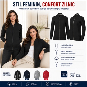 Bluza Premium Damă Tip Bomber cu Fermoar Malfini 454 – 320 g/m² - Img 6