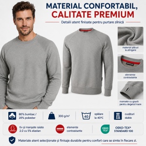 Bluză Sweatshirt Bărbați Rimeck Vertex W42, 80% Bumbac, 300 g/m², 5 Culori, S–4XL - Img 8