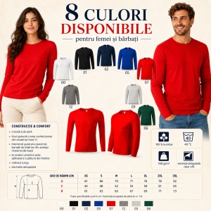 Bluză Tricou Unisex cu Mânecă Lungă Progress LS, 100% Bumbac, 150 g/m², Mărimi XS–3XL - Img 7