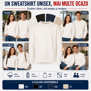 Bluză Unisex Damă și Bărbat tip Hanorac fără Glugă, Groasă, Casual și Confortabilă – Vibe Crew 430 - Img 6