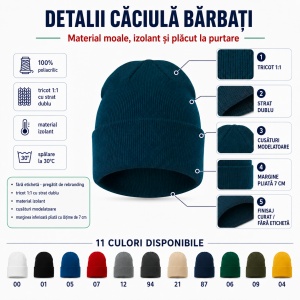 Căciulă Bărbați Unisex tip Beanie, Călduroasă, Tricotată și Modernă – 315 - Img 3