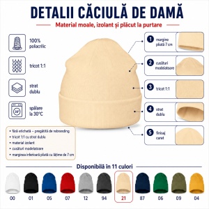 Căciulă Damă tip Beanie, Călduroasă, Tricotată și Modernă – Beanie 315 - Img 2