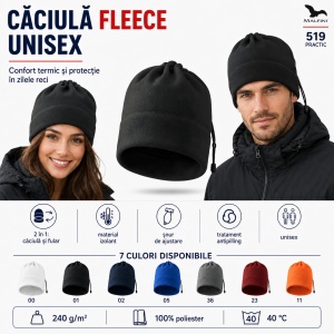 Căciulă Polar Fleece Unisex 2 în 1 – Căciulă sau Fular Malfini Practic 519 - Img 10