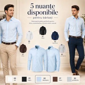 Cămașă bărbați cu mânecă lungă Malfini Premium 262 Dynamic, croială cambrată, guler clasic, 60% bumbac și 40% poliester - Img 7