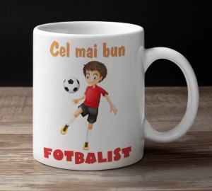 Cana alba personalizata cu mesajul - Cel mai bun fotbalist - Cadou