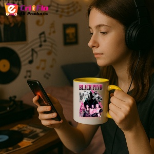 Cana K-POP cu formatia trupa KPOP BLACKPINK AUTOGRAF ROSU 615 - Img 30