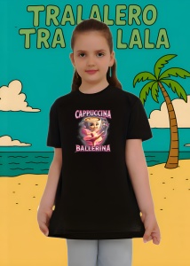 Cappuccina Ballerina Pink ** Tricou Tralalero Tralala Copii | Dama | Barbat - Img 4