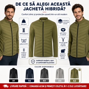 Geacă Bărbați tip Jachetă Hibridă Profesională, Matlasată și Softshell – Cross 555 - Img 3