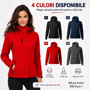 Geacă Damă tip Jachetă Softshell cu Glugă, Impermeabilă și Elastică – Nano 532