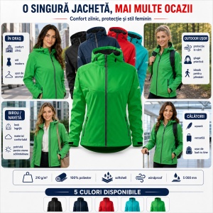 Geacă Damă tip Jachetă Softshell cu Glugă, Impermeabilă și Rezistentă la Vânt – Cool 514 - Img 5