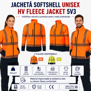 Geacă Unisex tip Jachetă Softshell Reflectorizantă, Impermeabilă și Călduroasă – HV Drop 5V3 - Img 10
