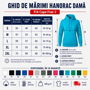 Hanorac Damă cu Glugă și Buzunar Marsupiu Malfini F14 Cape Free – 320 g/m² - Img 4