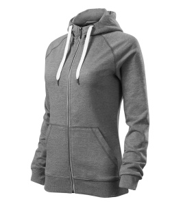 Hanorac dama tip bluza cu fermoar si buzunare de culoare gri inchis