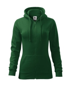 Hanorac dama tip bluza cu fermoar si 2 buzunare de culoare verde inchis